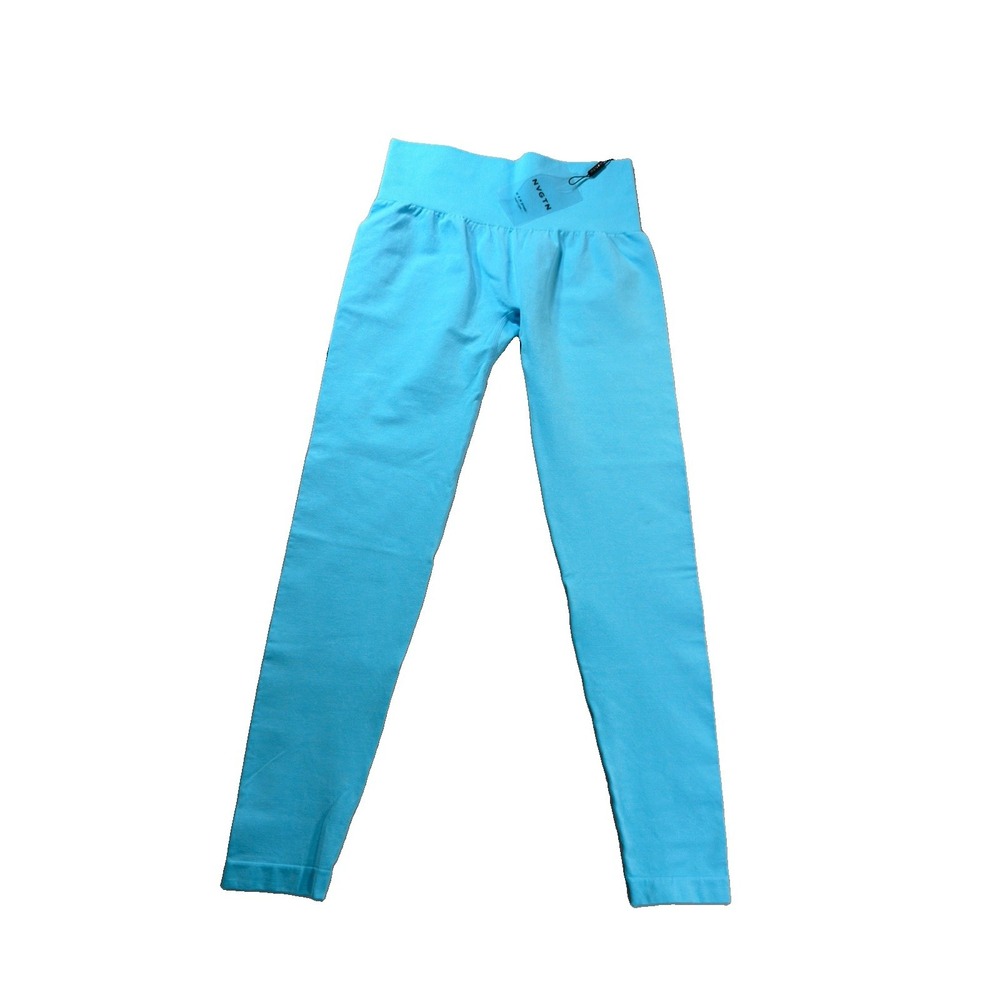 NVGTN Seamless Leggings Women's M Aqua Blue High Waist Activewear NWT